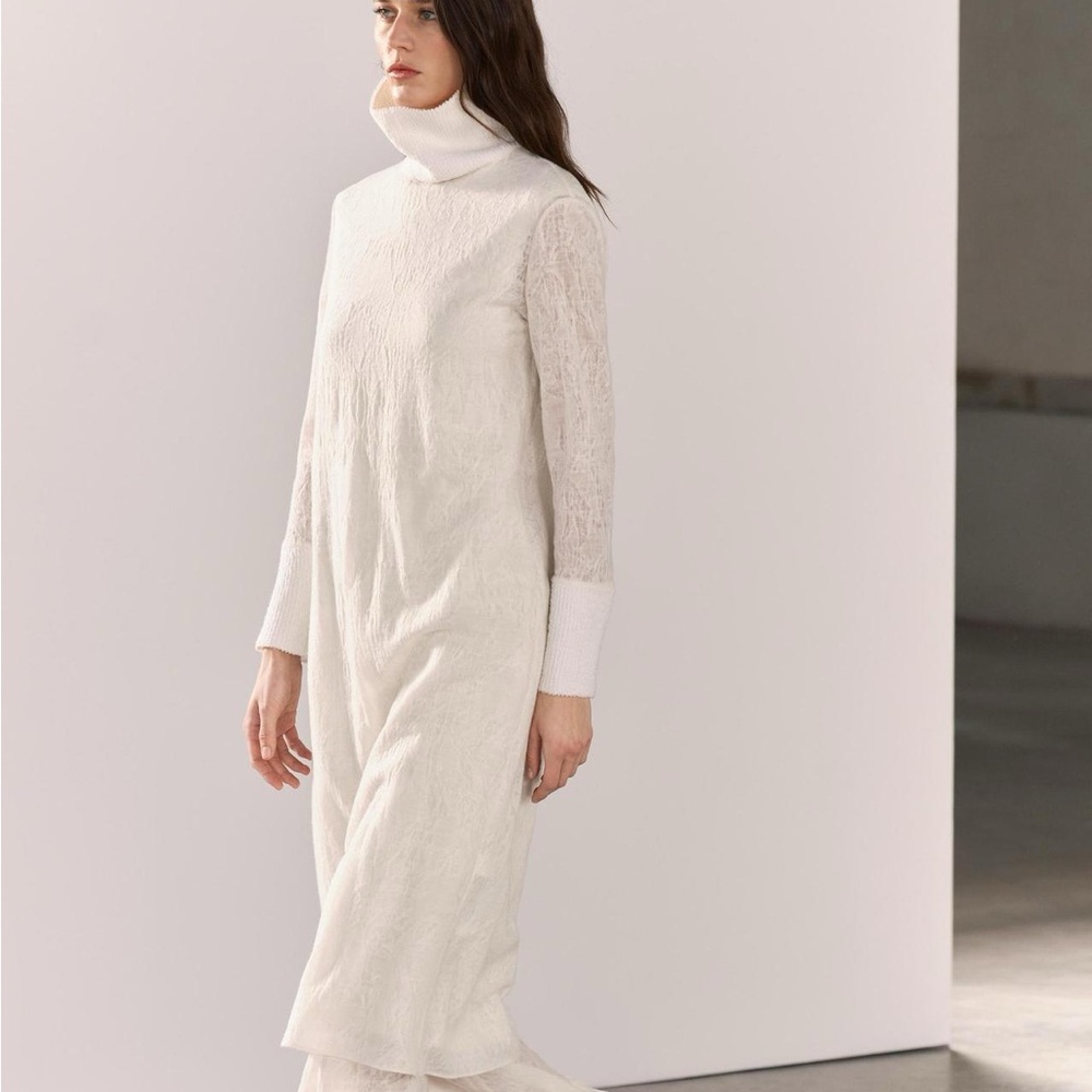 Zara white high neck long sleeve dress - Picture 2 of 11